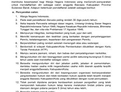 Pengumuman Pendaftaran Calon Anggota Bawaslu Kabupaten Provinsi Sulawesi Barat