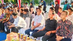 Kepala Bidang Penataan dan Pemberdayaan, Kantor Wilayah BPN Sulbar, Muhammad Arfan Irzady, menghadiri pelepasan ekspor biji kakao fermentasi, di Halaman Kantor Gubernur Sulbar, Jumat (18/07/ 2025)